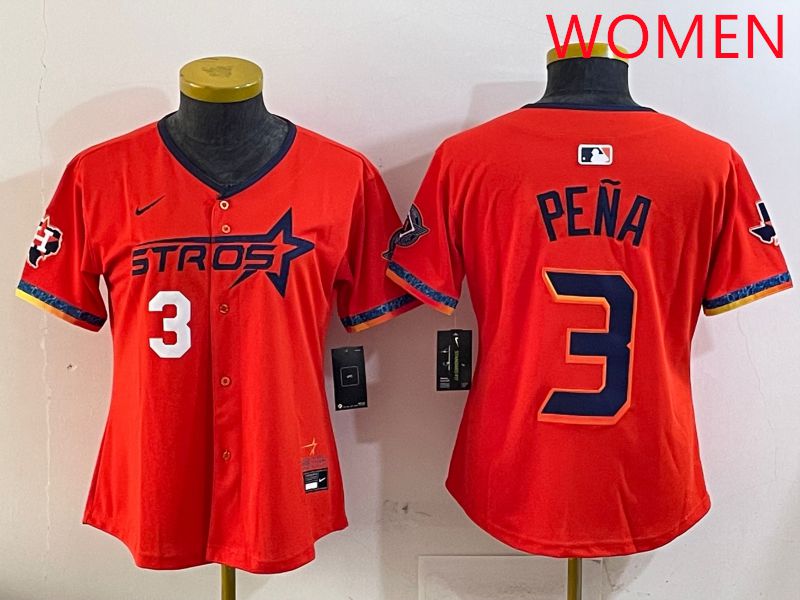 Women Houston Astros #3 Pena Orange Fourth generation Joint Name Nike 2025 MLB Jersey style 2
